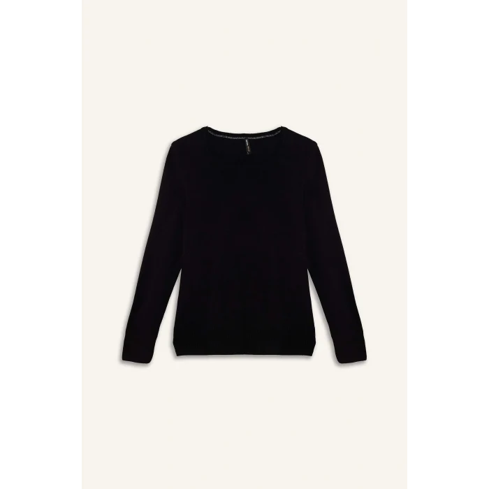 Defacto F7091AZBK27 Siyah Regular Fit Bisiklet Yaka Triko Kazak