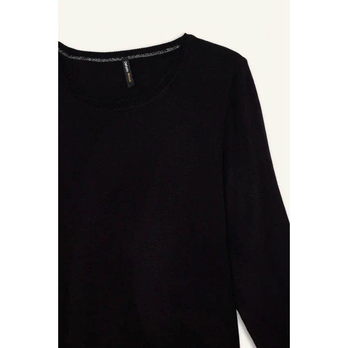 Defacto F7091AZBK27 Siyah Regular Fit Bisiklet Yaka Triko Kazak