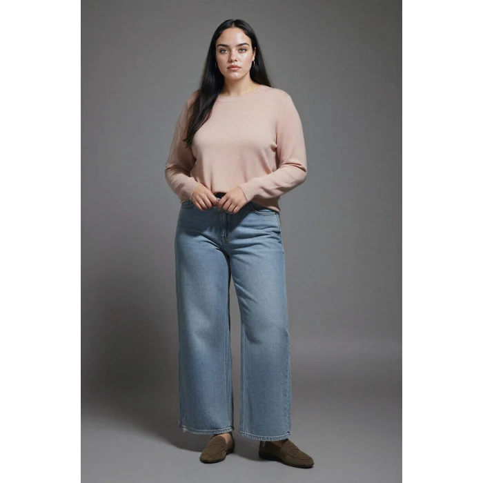 Defacto F7091AZPN638 Pembe Regular Fit Bisiklet Yaka Triko Kazak