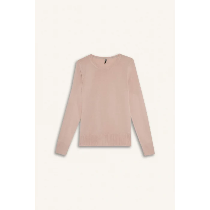 Defacto F7091AZPN638 Pembe Regular Fit Bisiklet Yaka Triko Kazak