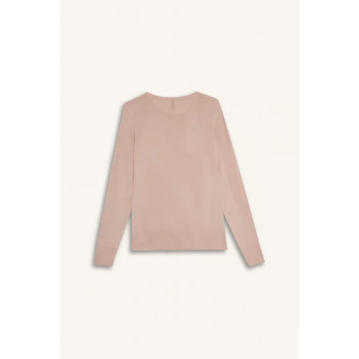 Defacto F7091AZPN638 Pembe Regular Fit Bisiklet Yaka Triko Kazak