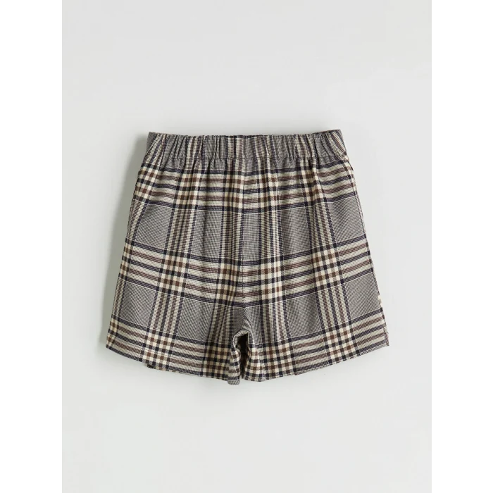 LCW Kids Yeşil Beli Lastikli Ekose Kız Çocuk Şort Etek