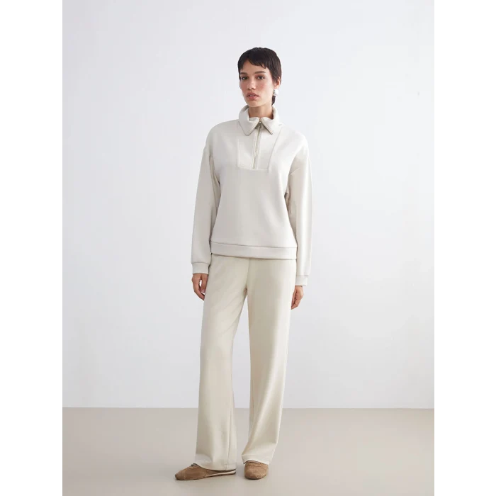 LCW Vision Gri Dik Yaka Kadın Sweatshirt