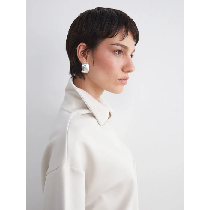 LCW Vision Gri Dik Yaka Kadın Sweatshirt