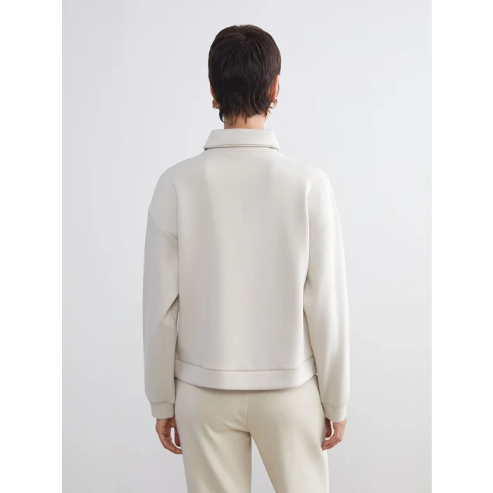 LCW Vision Gri Dik Yaka Kadın Sweatshirt