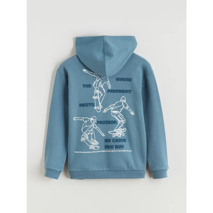 LCW Kids Mavi Kapüşonlu Erkek Çocuk Kalın Sweatshirt