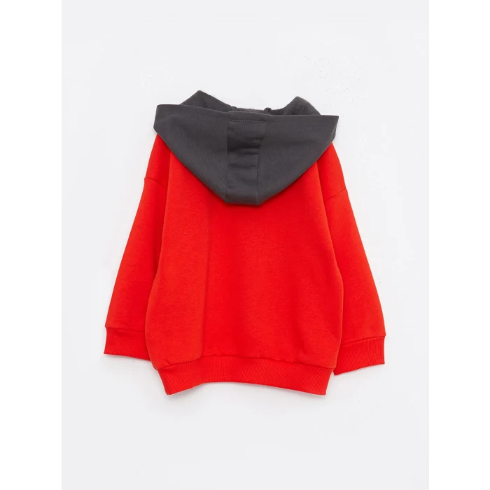 LCW baby Kırmızı Uzun Kollu Baskılı Erkek Bebek Hoodie