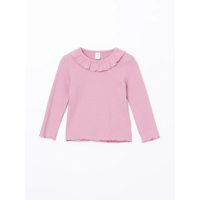 LCW Kids Pembe Bisiklet Yaka Basic Kız Çocuk Tişört