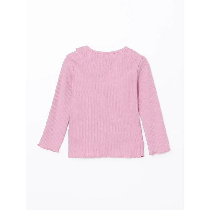 LCW Kids Pembe Bisiklet Yaka Basic Kız Çocuk Tişört