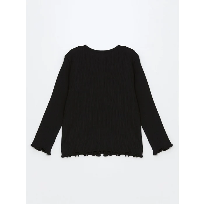 LCW Kids Siyah Bisiklet Yaka Basic Kız Çocuk Tişört