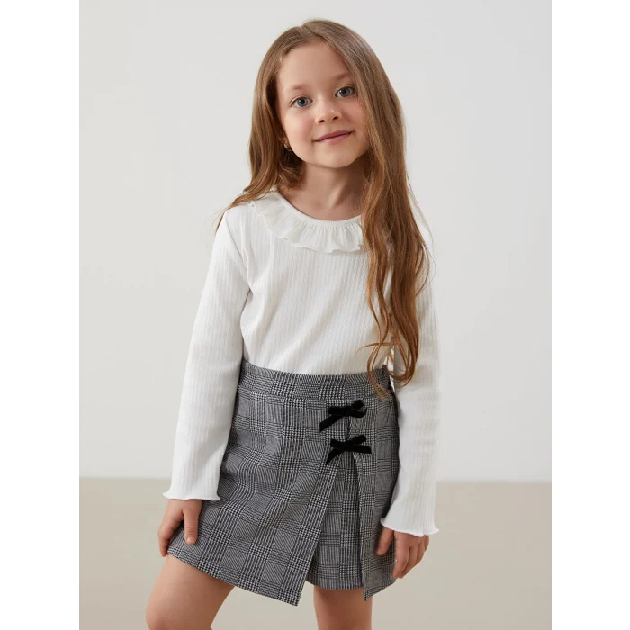 LCW Kids Ekru Bisiklet Yaka Basic Kız Çocuk Tişört