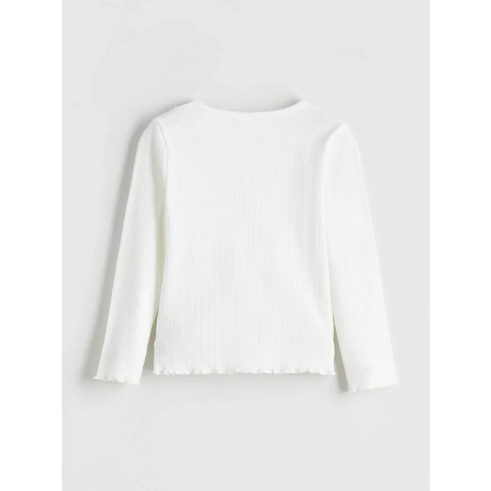 LCW Kids Ekru Bisiklet Yaka Basic Kız Çocuk Tişört