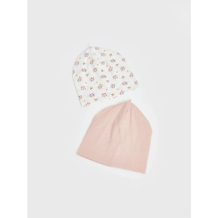 LCW baby Pembe Baskılı Kız Bebek Bere 2li
