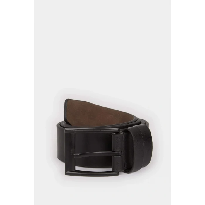 Defacto M2842AZBK27 Siyah Erkek Dikdörtgen Toka Suni Deri Jean Kemeri