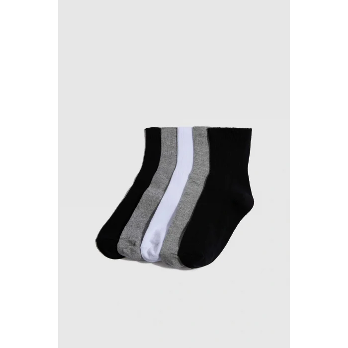 Defacto F4715A8GR2 Gri Erkek Çocuk 5li Pamuklu Uzun Çorap