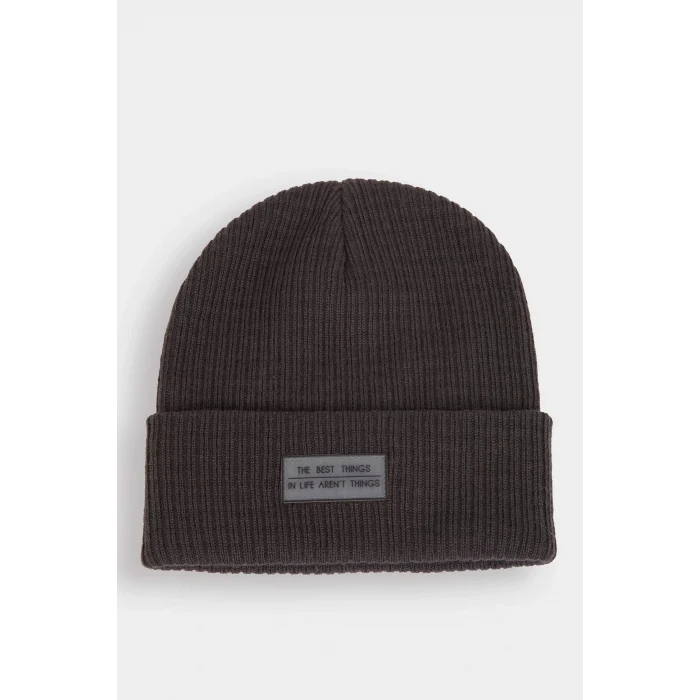 Defacto A6632AXAR4 Antrasit Erkek Dokuma Etiketli Triko Bere