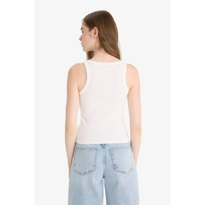 Defacto F7818AXWT32 Beyaz Fitted U Yaka Fitilli Kaşkorse Atlet
