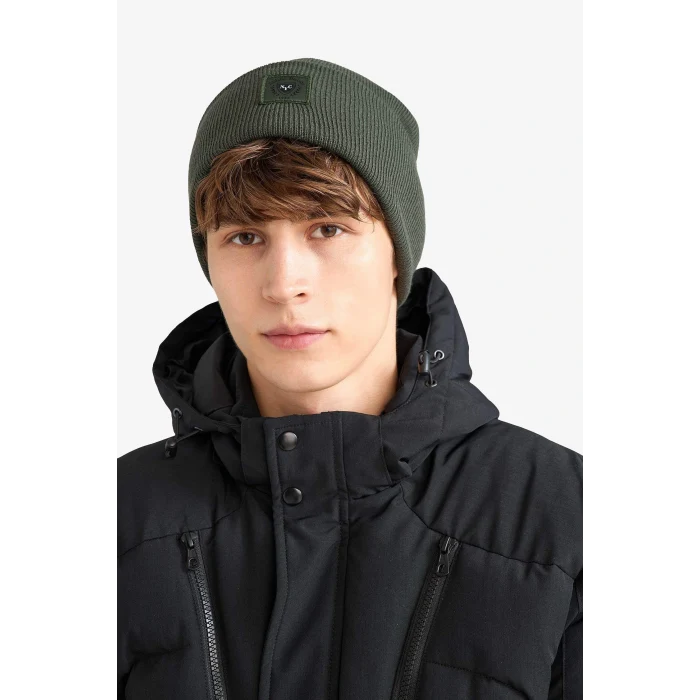 Defacto F4130AXKH326 Haki Erkek Dokuma Etiketli Triko Bere