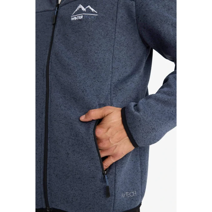 Defacto F3811AXNV123 Lacivert DeFactoFit Standart Fit Kapüşonlu İçi Yumuşak Tüylü Fermuarli Polar Hırka