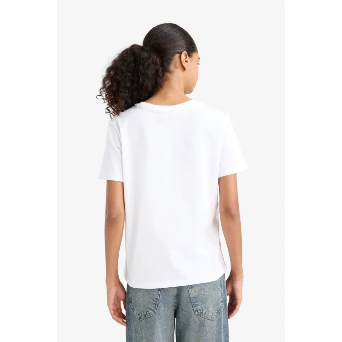 Defacto A9428AXWT79 Beyaz Regular Fit Bisiklet Yaka Basic Düz Premium Kısa Kollu Tişört