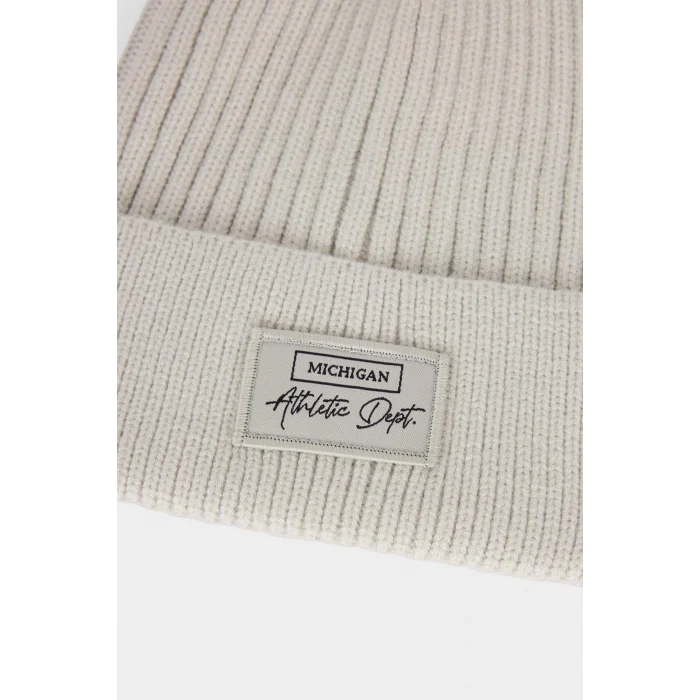 Defacto F4131AXGR150 Gri Erkek Etiket Baskılı İçi Polarlı Bere