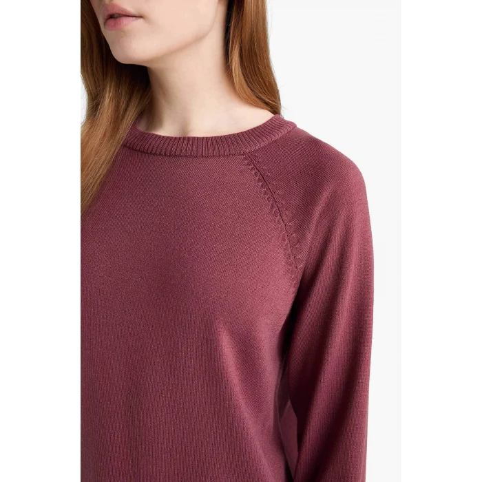 Defacto C4474AXBR350 Bordo Regular Fit Bisiklet Yaka Basic Düz Triko Kazak Tunik