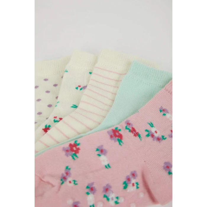 Defacto C9096A5KR1 Çok Renkli Kız Bebek Dikişsiz 5li Pamuklu Uzun Çorap