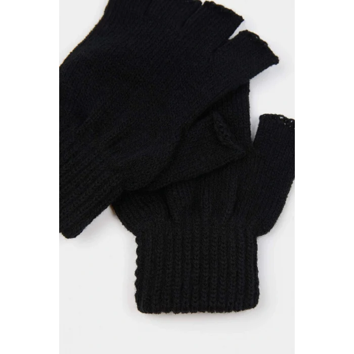 Defacto L9300AZBK23 Siyah Erkek Kesik Parmaklı Triko Eldiven