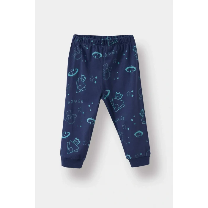 Defacto G4401A5NV95 Lacivert Erkek Bebek Pijama Takımı Uzay Baskılı Uzun Kollu Penye Üst Uzun Alt