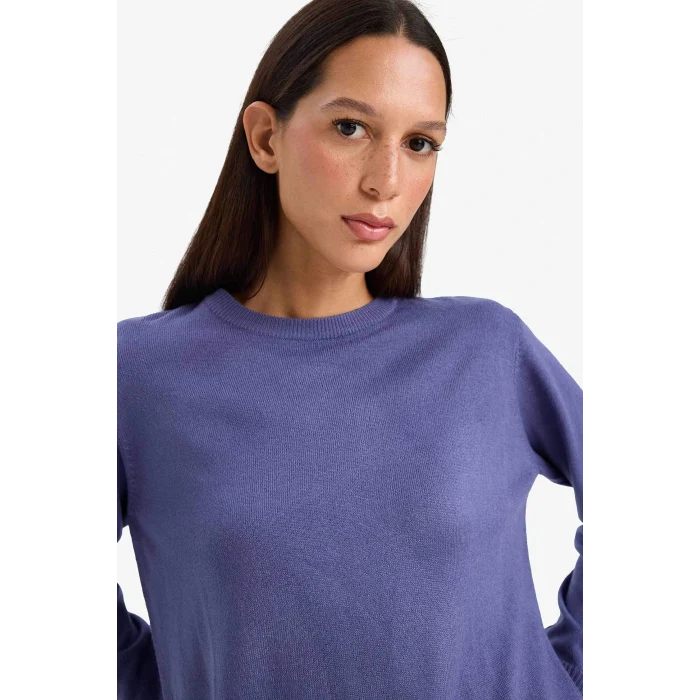 Defacto C0058AXPR160 Mor Relax Fit Bisiklet Yaka Triko Kazak