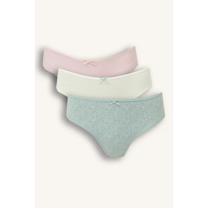 Defacto D6401AXGN50 Yeşil 3lü Brief Külot-Fall in Love