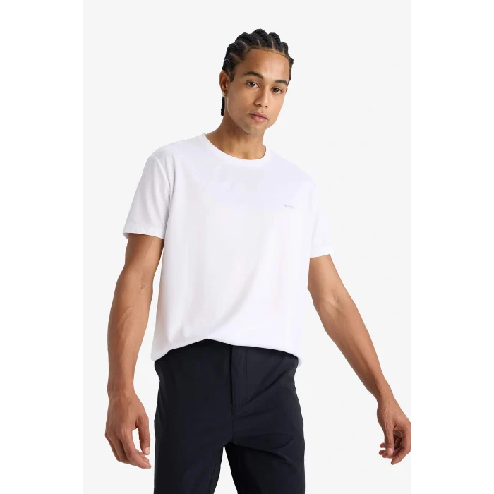 Defacto E9316AXWT34 Beyaz DeFactoFit Standart Fit Hızlı Kuruyan Nefes Alabilen Esnek Kumaş Bisiklet Yaka Sporcu Kısa Kollu Tişört