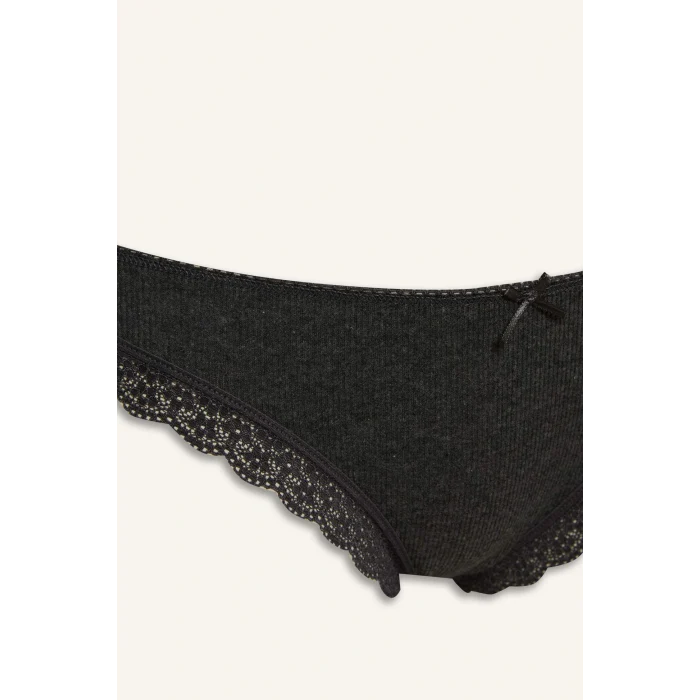 Defacto D8672AXAR163 Antrasit Dantel Detaylı Ribana 3lü Brazilian Külot-Fall in Love