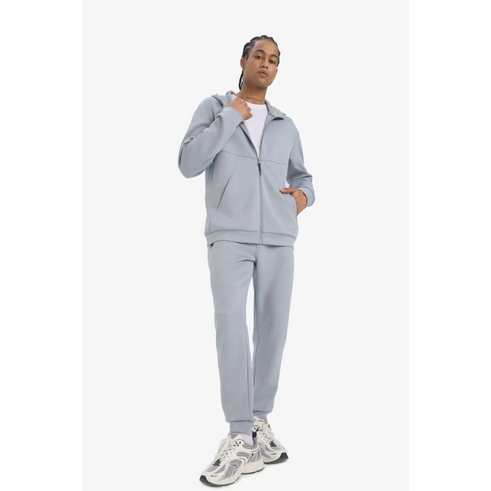 Defacto Z9112AZGR445 Gri DeFactoFit Slim Fit Dar Kesim Standart Paça Skuba Dalgıç Kumaş Jogger Eşofman Altı