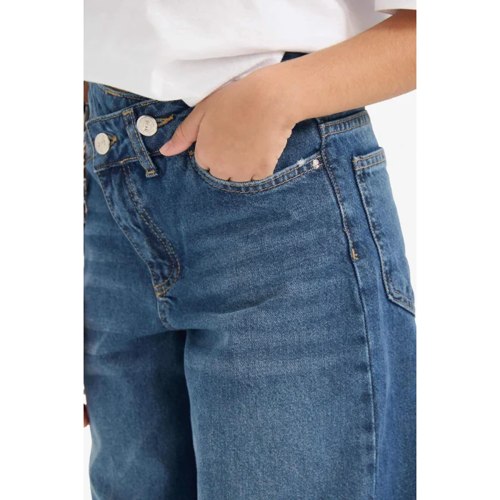 Defacto G3610A8NM28 Mavi Kız Çocuk Wide Leg Geniş Paça Jean Pantolon