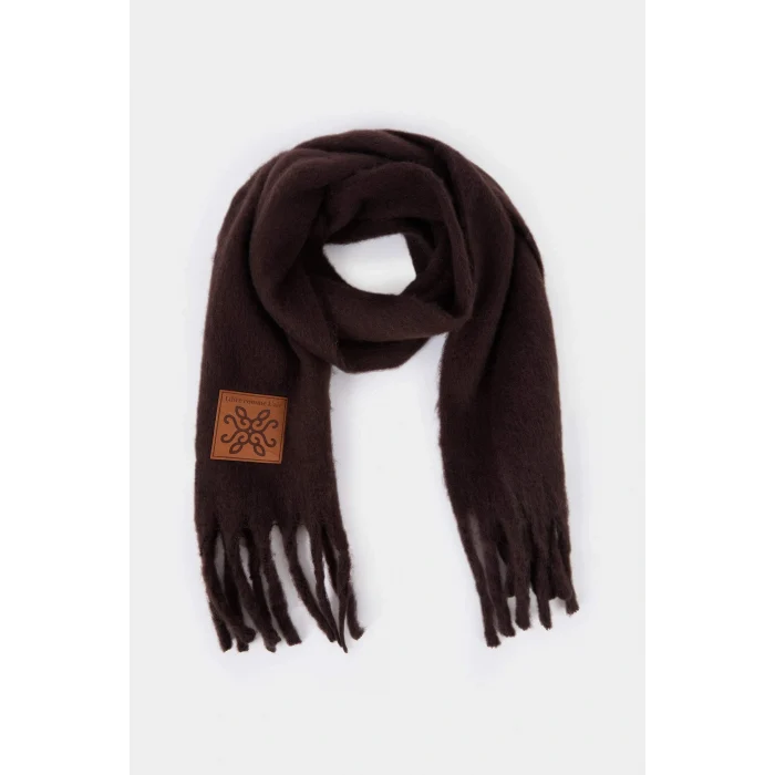 Defacto F3427AXBN201 Kahve Kadın Dokuma Etiketli Atkı