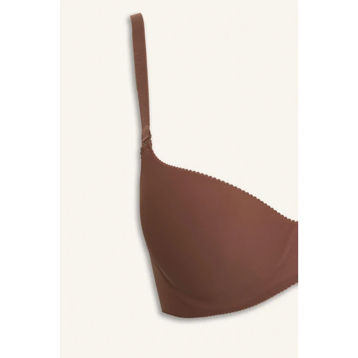 Defacto C1525AXBN307 Kahve Yarım Dolgulu Micro Kaplı Yarım Dolgulu Balenli Tişört Bra Fall in Love