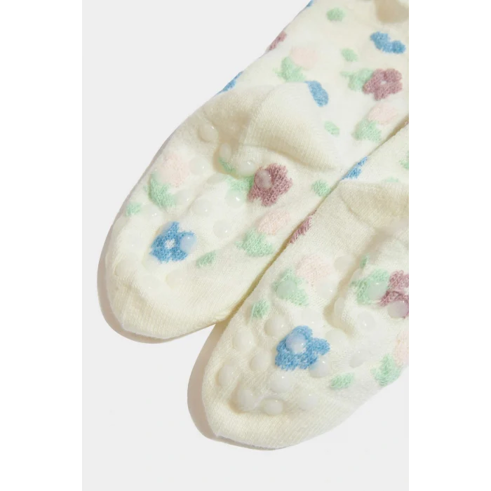 Defacto F6729A5KR1 Çok Renkli Kız Bebek Kaydırmaz Taban 5li Pamuklu Uzun Çorap