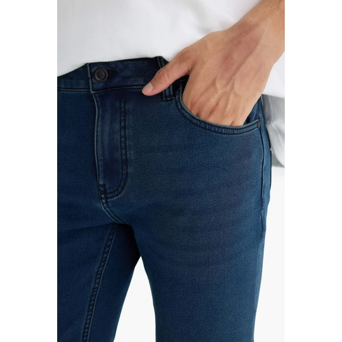 Defacto Y0369AZNM83 İndigo Sergio Regular Fit Normal Bel Boru Paça Jean Pantolon