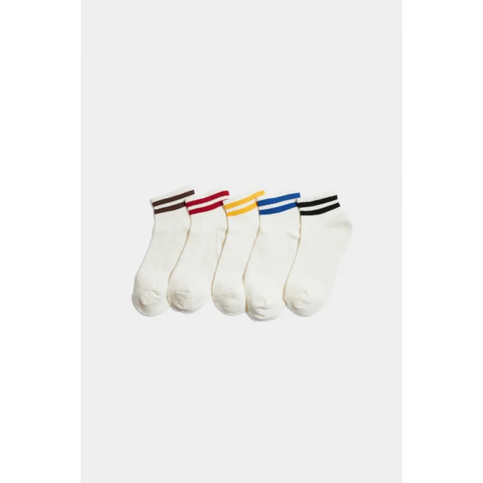 Defacto F4704A8WT1 Beyaz Erkek Çocuk 5li Pamuklu Patik Çorap