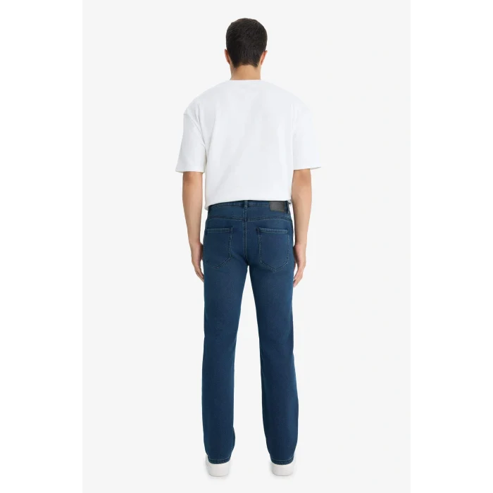 Defacto Y0369AZNM83 İndigo Sergio Regular Fit Normal Bel Boru Paça Jean Pantolon