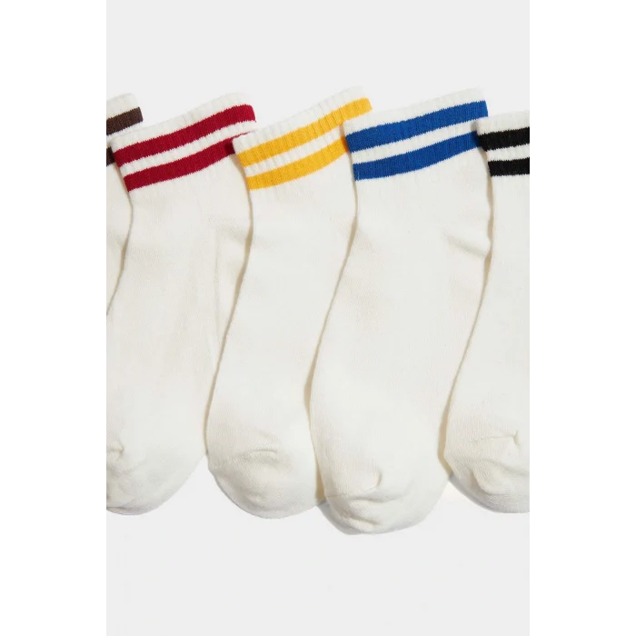 Defacto F4704A8WT1 Beyaz Erkek Çocuk 5li Pamuklu Patik Çorap