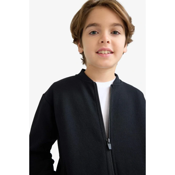 Defacto D2803A8BK81 Siyah Erkek Çocuk Kolej Yaka Bomber Okul Hırkası