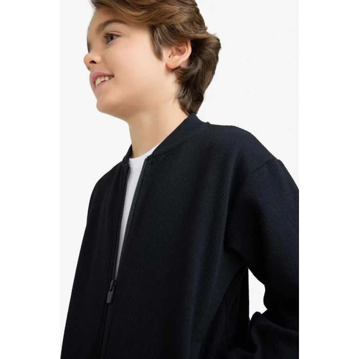 Defacto D2803A8BK81 Siyah Erkek Çocuk Kolej Yaka Bomber Okul Hırkası