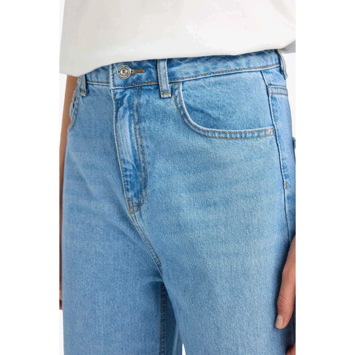 Defacto E9106AXNM85 İndigo 90s Wide Leg Yüksek Bel Uzun Jean Yıkamalı Pantolon