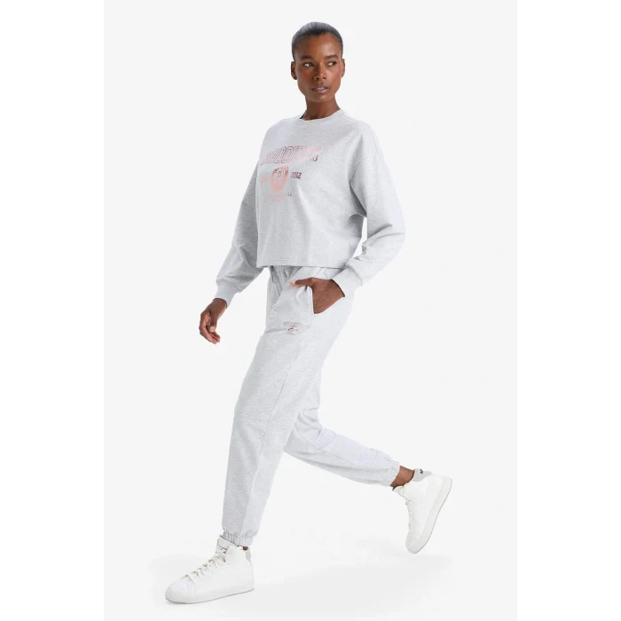 Defacto E8864AXGR421 Gri DeFactoFit NBA Brooklyn Nets Standart Fit Cepli Sporcu Jogger Eşofman Altı