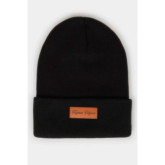 Defacto F3163AXBK26 Siyah Kadın Dokuma Etiketli Bere