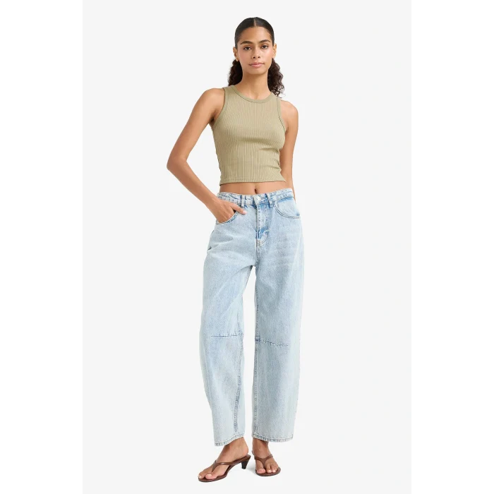 Defacto A8859AXKH459 Haki Slim Fit Dar Kesim Halter Yaka Fitilli Kaşkorse Atlet