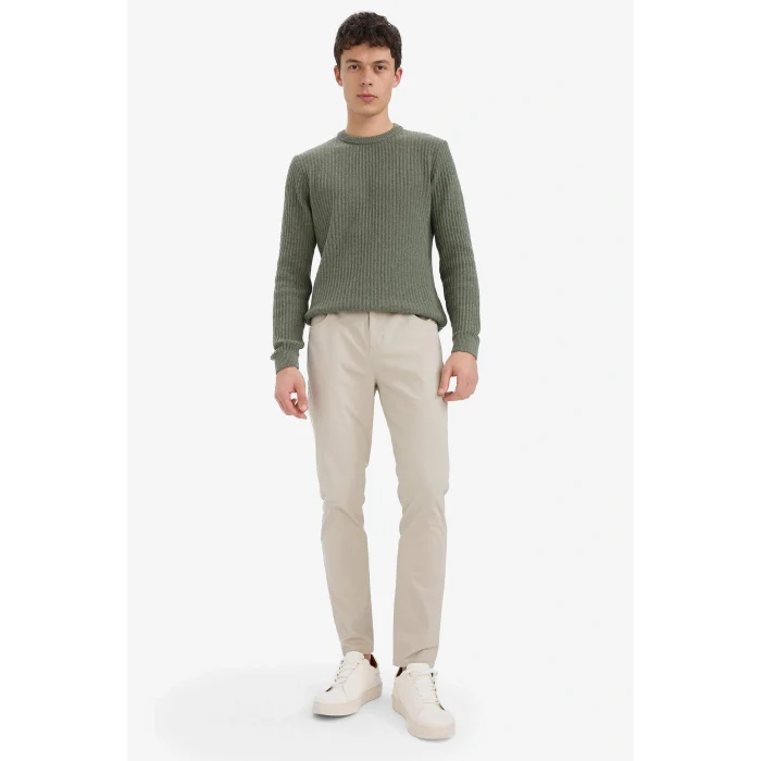 Defacto B2089AXBG766 Bej Slim Fit Dar Kesim Dar Paça Cepli Pantolon