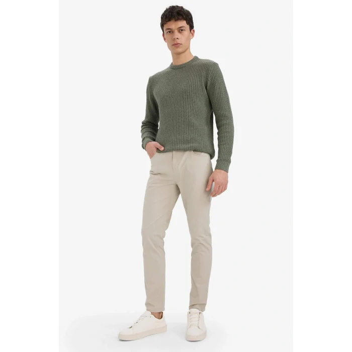 Defacto B2089AXBG766 Bej Slim Fit Dar Kesim Dar Paça Cepli Pantolon